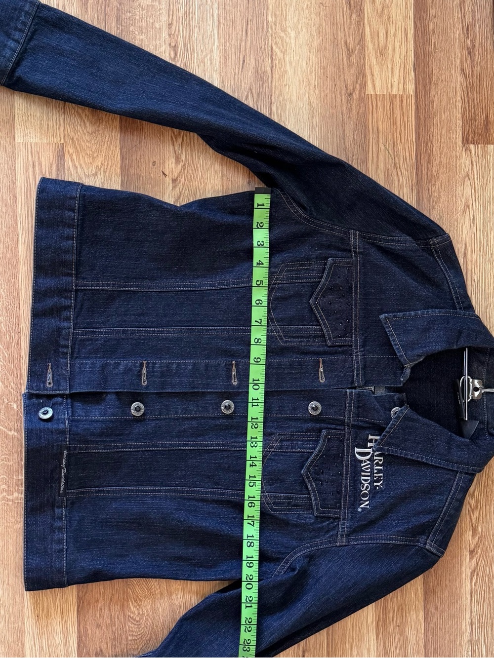 Harley-Davidson Black Denim Jacket with Eagle Back Print - Picture 3 of 8
